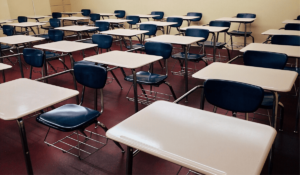 photo of empty school desks